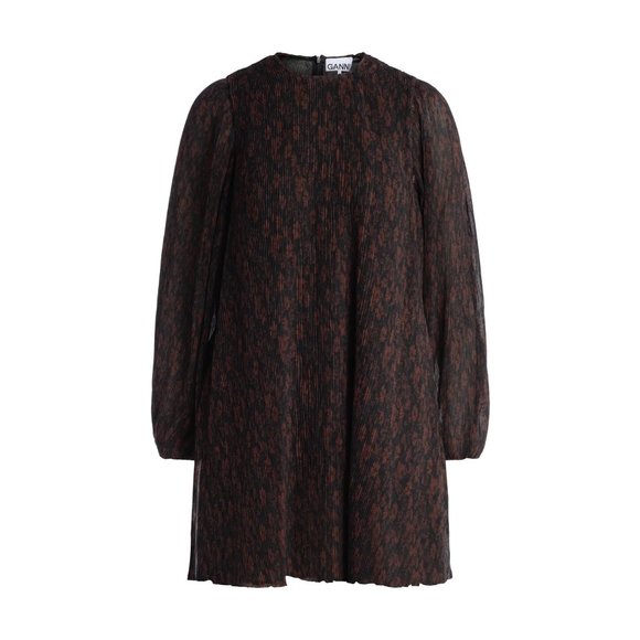Ganni Brown Pleated Mini Dress - Picture 10 of 11